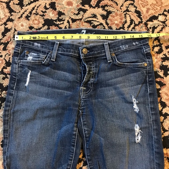 7FAM midi distressed rolled cuff denim shorts - Picture 10 of 11